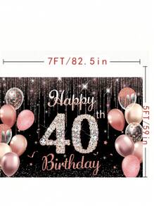 Black Gold Birthday Background Glitter Rhinestone Rose Gold Balloon Polka Dot Streamer Glitter Decoration For 16 21 40 50 60 80 Years Birthday Party Decoration Cake Table Photography Portrait Prop Background Vinyl,Christmas - 40th - View 5