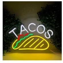 Letrero Led Neón Tacos decorativo 40x30cm