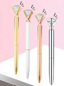 1支/4支/8支/12支圆珠笔水晶金属中性笔实用纪念品生日礼物送给女朋友、节日礼物、惊喜、返校情人节 - 彩色 - 查看 1