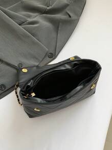 New Women's Fashionable Commuter Embroidery Rhombus Pressed And Chain Pattern Simple Large Capacity Shoulder Crossbody Bag