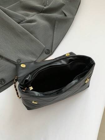 New Women's Fashionable Commuter Embroidery Rhombus Pressed And Chain Pattern Simple Large Capacity Shoulder Crossbody Bag