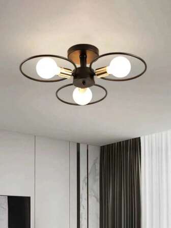 SUNMEIYI Retro 3/6 Heads E27 Black+Gold Ceiling Light Pendant Lamp, Modern Minimalist LED Ceiling Lamp For Living Room (Bulbs Not Included)