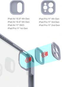 Mirror 1pc Grey Purple Tri-Fold Silicone Foldable IPad Case, Shell Slim Stand Shockproof Anti Fall Pen Holder Anti-Fall Tablet Cover Compatible With Apple IPad Mini 4/5/6, 9.7/10.2/10.5 Inches, Air 4/5/6, 10th Gen, 10.9 Inches, Pro 11 Inches, Air 11(M2) , Air 13 And Pro 11(M4) Models. Clear Back Cover With High Transparency For DIY Personalization.