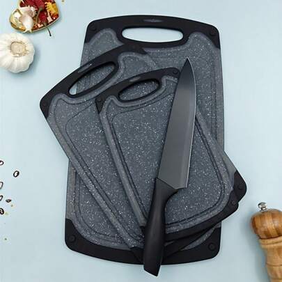 3pcs/Set, Chopping Board, Plastic Cutting Board, Butcher Block, Cheese Charcuterie Board,Charcuterie Board For Meat, Cheese, Bread, Vegetables And Fruits, Cutting Board For Home Dormitory, Kitchen Gadgets, Gifts For Family