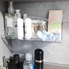 1pc Bathroom Mirror Cabinet Organizer Box, Wall-Mounted Vanity Makeup Storage Rack For Cosmetics, Contact Lenses, Pads - Multicolor - View 2