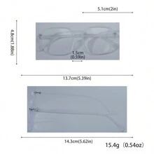 2pcs Square Frame Clear Glasses Fake Brille For Women Daily Wear,Reading - Clear - View 6