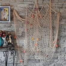 Decoração de Parede com Rede de Pesca Natural com Conchas, Decoração de Festa com Tema Oceânico Rede de Pesca Festa de Piratas, Casamento, Decoração de Fotografia, Natal