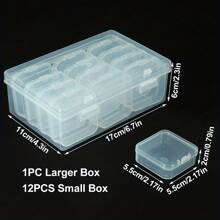 1pc Clear Plastic Jewelry Storage Box With Grids, Adjustable Compartments, For Beads And Earrings Rectangle Container - Various - View 8