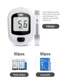 Cofoe Ensemble de moniteur de glucose sanguin Cofoe avec écran LCD, conception compacte, fiable - 50 bandelettes de test et 50 lancettes incluses- glucomètre numérique avec ensemble complet portable