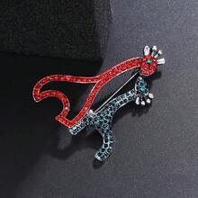 1pc Cute Ladies' Brooch, Animal Giraffe Shaped Alloy Inlaid With Rhinestone Pin For Decorating Clothes, Bags, Hats, Suitable For Daily Wear, Parties, And Gift Giving In Autumn And Winter - Antique Silver - View 3