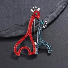 1pc Cute Ladies' Brooch, Animal Giraffe Shaped Alloy Inlaid With Rhinestone Pin For Decorating Clothes, Bags, Hats, Suitable For Daily Wear, Parties, And Gift Giving In Autumn And Winter - Antique Silver - View 2