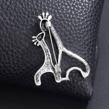 1pc Cute Ladies' Brooch, Animal Giraffe Shaped Alloy Inlaid With Rhinestone Pin For Decorating Clothes, Bags, Hats, Suitable For Daily Wear, Parties, And Gift Giving In Autumn And Winter - Antique Silver - View 6