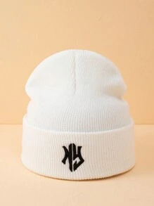 1 件男士 3D 字母刺绣针织帽，户外保暖冬季帽子秋季服装 - 黑2 - 查看 11