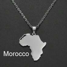 1pc Stainless Steel Jewelry Nigeria Ghana Morocco Cameroon Map Pendant Necklaces - Multicolor - View 18
