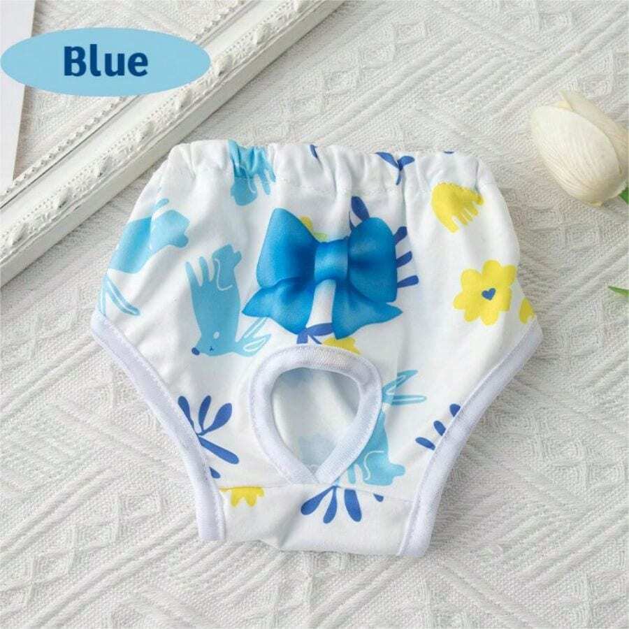 1入組可重複使用的洗淨繡花小褲褲，幼犬生理褲，適用於小型和中型犬 - 藍色 - 查看 1