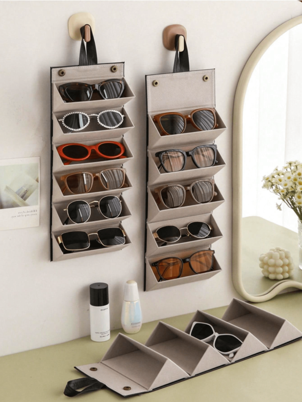 1 pieza Estuche plegable para gafas, Caja portátil de gran tamaño para gafas de sol, Estuche de almacenamiento de estilo japonés minimalista para hombres