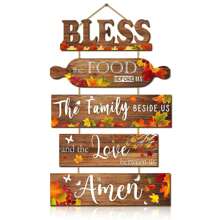 5pcs "Bless The Food" Wall Decor Set, Farmhouse Style, Suitable For Kitchen Wall, Dining Room, Home Decor, Hanging Wooden Signs, Great For Kitchen, Room, Wall Decoration, Birthday, Graduation Gift - Multicolor - View 10