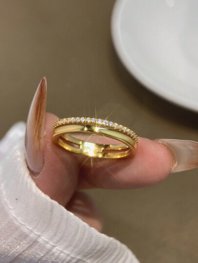 1 pièce Bague de doigt en argent sterling S925 ou 925 vintage, simple, mode, de luxe à double couche pour femme, fille, usage quotidien, fête, bijou cadeau