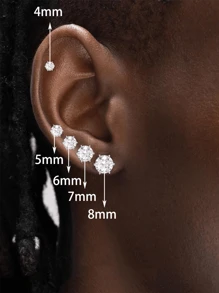 1 paire de clous d'oreille en acier inoxydable avec zircone cubique pour hommes, boucles d'oreilles de personnalité hip-hop, qualité haut de gamme, design simple et polyvalent, bijoux d'oreille non éblouissants pour un port quotidien