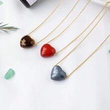 1件天然水晶宝石心形吊坠，爱的能量项链，灵性疗愈首饰，母亲节送给挚爱母亲的礼物 - 愛心吊墜 - 查看 5