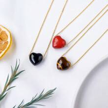 1件天然水晶宝石心形吊坠，爱的能量项链，灵性疗愈首饰，母亲节送给挚爱母亲的礼物 - 愛心吊墜 - 查看 2