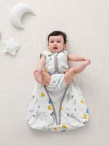 1.5TOG Newborn Sleeping Bag, Suitable For Spring, Autumn And Winter, Cartoon Print, Comfortable And Breathable, Sleeveless Vest Style Sleeping Bag, Baby Pajamas, Heart Pattern For Valentine's Day - Multicolor - View 3