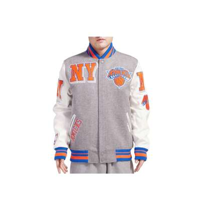 Pro Standard New York Knicks Mash Up Logo Grey Varsity Jacket BNK6515685-HRO