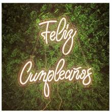 Letrero Luminoso Led Neón De Feliz Cumpleaños Para Fiesta Tamaño: feliz (30 x 29 cm), cumpleaños (55 x 29 cm) - Amarillo - Ver 3