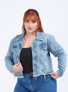 Women Denim Jackets & Coats - Màu xanh lam - Xem 8