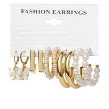 6 Paar/Set Persönlichkeit Metall Dreiteilig Kreolen , C Form Ohrringe und Ohrclips Schmuck