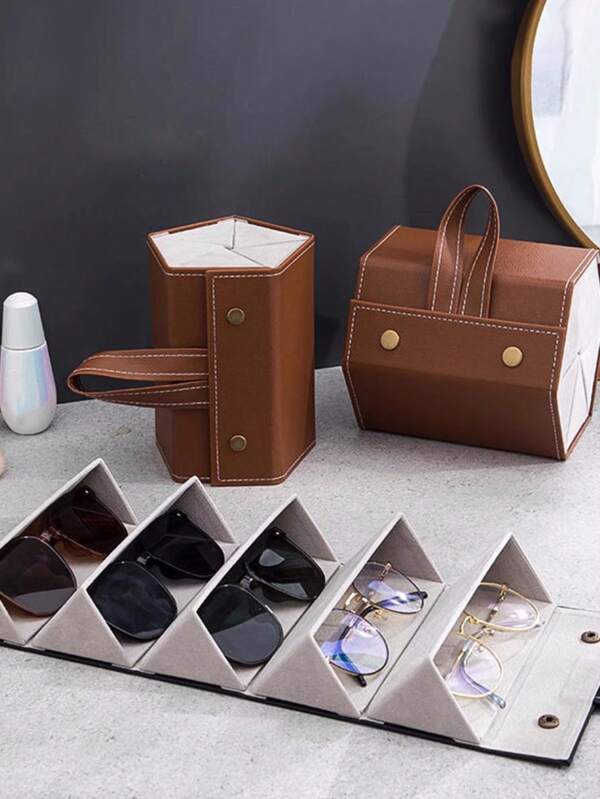 1 pieza Estuche plegable con múltiples compartimentos para almacenar gafas, gafas de sol y anteojos recetados, organizador de estuche de viaje