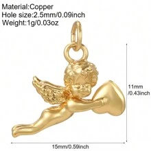 1pc Gold Heart Wing Butterfly Charm Pendant For DIY Jewelry Making, Wedding Decoration Accessories - Yellow Gold - View 17