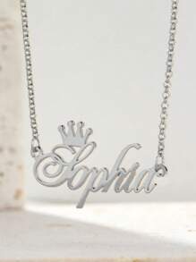 Aangepaste naam ketting koningin kroon kettingen voor vrouwen mannen brief choker gepersonaliseerde naam elegante naamplaatje roestvrijstalen sieraden op maat Valentijnsdag geschenk
