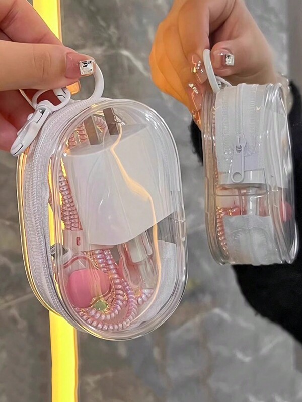 1pc Creative Transparent Multifunctional Storage Bag, Portable And Versatile For Cosmetics, Electronic Accessories, Perfume, Keys, Bracelets And Small Items, All-Match Makeup Bag Charger Case Office Must Haves Digital Bag Cable Camera Bag Electronic Data Cable Organizer Storage Power Bank Cover For Wallet Travel Camera Bag Women Man Child's Christmas Gifts Essential Teacher Supplies Waterproof Lightweight Large Capacity Portable Accessories Makeup Travel Toiletry Organizer Clear Essentials Gifts Storage Zipper Accessories Nail