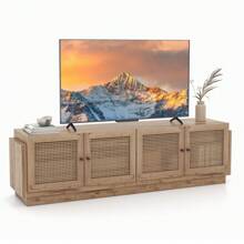 Mueble para TV de estilo granja para TVs de hasta 75 pulgadas con 2 armarios - roble