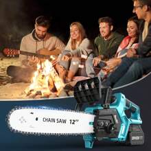 Seesii Battery Chainsaw Cordless 12-Inch, Hand Held Chain Saw, 12-In Portable Chainsaw Battery Powered Chain Saws For Trees Wood Cutting, 2 * 5.0Ah Battery And Charger Included, CH1200+