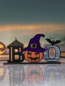 1pc Wooden Halloween Party Scene Decoration Home Decor Ornament - Pumpkin Hat - View 3