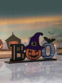 1pc Wooden Halloween Party Scene Decoration Home Decor Ornament - Pumpkin Hat - View 1