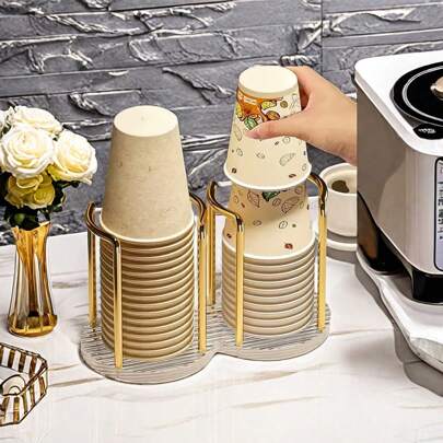 1 件亚克力一次性杯架 - 单杯架或双杯架，适合家庭、咖啡厅、办公室和酒店