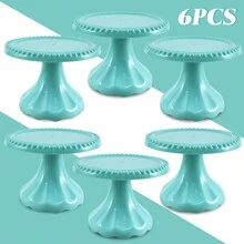 Juego de 3 piezas/6 piezas Soporte mini para cupcakes, portador de cupcakes de plástico, plato de servir para decoraciones de fiesta de boda, cumpleaños, decoraciones de fiesta rosa, soporte para pastel para decoraciones de Navidad, baby shower, boda, suministros para fiesta de boda, decoraciones de boda, accesorios de boda, soporte para tarta de boda