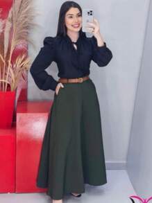 Women Skirts - xanh quân đội - Xem 2