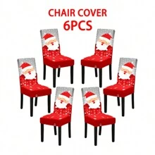 1/2/4/6 件牛奶丝弹性圣诞椅套，圣诞装饰，餐厅椅套，家居装饰，圣诞装饰，派对用品