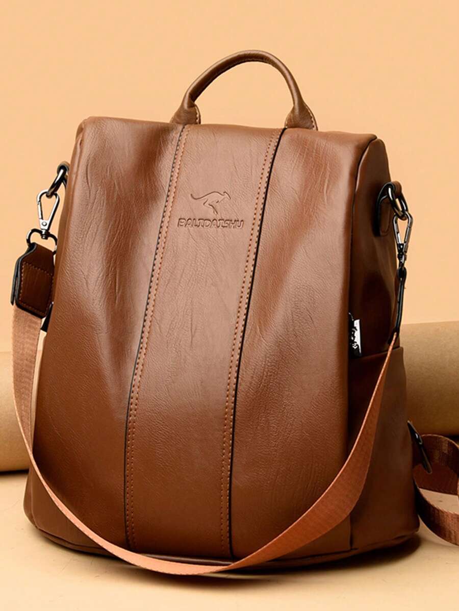 Sac à Dos Femme DEEVORCA Mode Décontracté - Cuir PU Imperméable, Anti-vol, Multifonction (30x12x31 Cm), Pour École, Travail, Voyage [Rouge] - 9