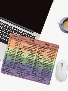 1pc Mouse Pad - Windows Shortcut Keyboard Mouse Pad, Computer Function Shortcut Mouse Pad, Non-Slip Rubber Mouse Pad, Office Software Office For Word Excel PPT Shortcut Mouse Pad - Multicolor - View 4