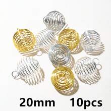 10-30入組金屬螺旋珠籠吊墜，空心珠帽，適用於DIY手鍊、首飾製作配件 - cage pendant charm - 查看 16