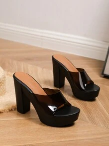 Sandalias de tacón alto con plataforma impermeable - ideal para discotecas y fiestas con suela gruesa de imitación madera y gel de vidrio. Cómodos zapatos de verano para mujeres
