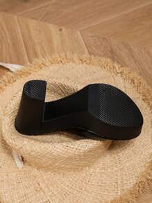 Sandalias de tacón alto con plataforma impermeable - ideal para discotecas y fiestas con suela gruesa de imitación madera y gel de vidrio. Cómodos zapatos de verano para mujeres