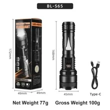Super Bright Portable 7*LED Flashlight Multifunctional High Lumen Bright Light Tactical Flashlight Rechargeable Waterproof Emergency Light With Floodlight Side Light Digital Power Display Camping Light Searchlight Outdoor Light - Black - View 13