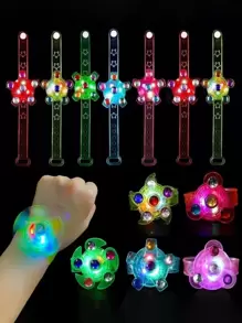 10 件秋季装饰发光手镯玩具旋转陀螺桌，非常适合池塘游戏、池塘派对的池塘玩具、万圣节玩具、圣诞节