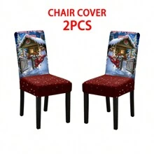 1/2/4/6 件牛奶丝弹性圣诞椅套，圣诞装饰，餐厅椅套，家居装饰，圣诞装饰，派对用品